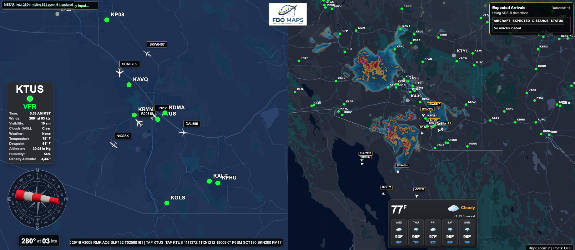 FBO Maps live airport operations display